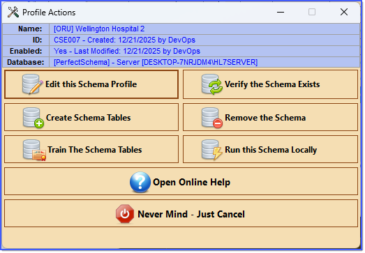 Profile Actions Menu