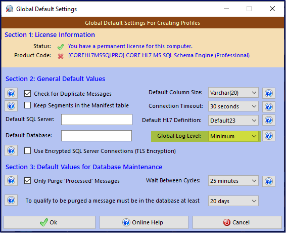 The Global Settings Window The Global Settings Window