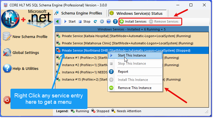 Click the Install Services Button