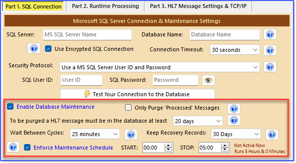 Schema Maintenance Settings Schema Maintenance Settings