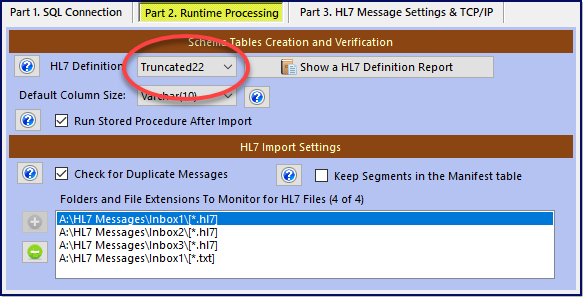 Select the HL7 Definition Select the HL7 Definition
